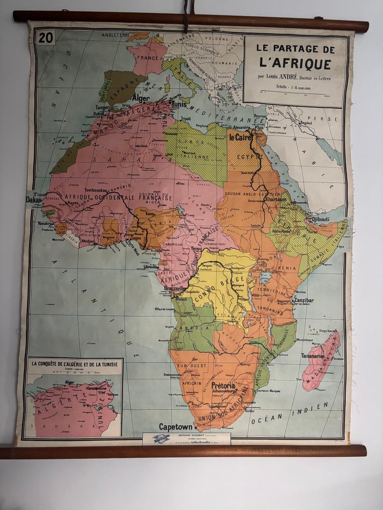 Louis André : Docteur es-Lettres - Grande Affiche scolaire ancienne – Le Partage de l’Afrique - 1950-luku #1.0