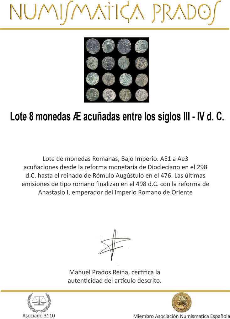 罗马帝国 Lote 8 monedas Æ acuñadas entre los siglos III - IV d. C. (没有保留价) #1.0