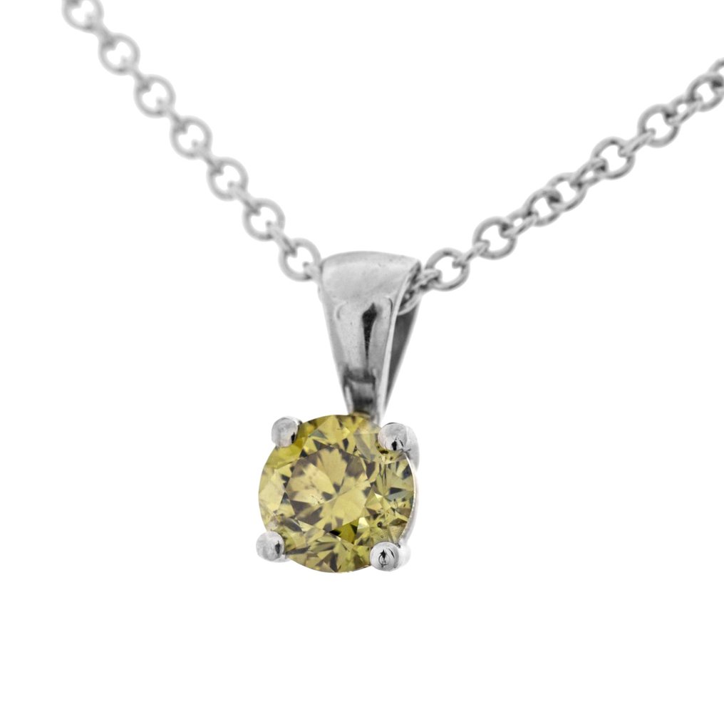 χωρίς τιμή ασφαλείας - Κολιέ με μενταγιόν - 14 καράτια Λευκός χρυσός - 0.46ct. tw. Κίτρινο Διαμάντι (Φυσικού χρώματος) #3.2