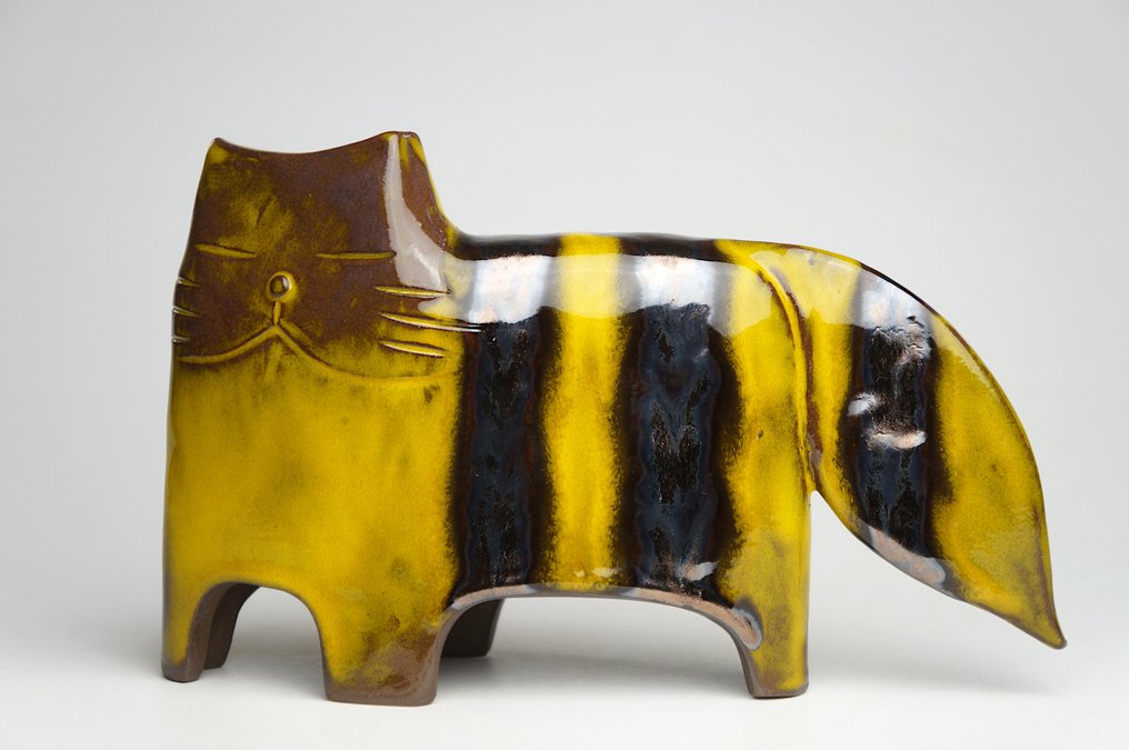 Urszula Despet - Γλυπτό, Yellow Cat - 14 cm - Κεραμικό - 2025 #2.1
