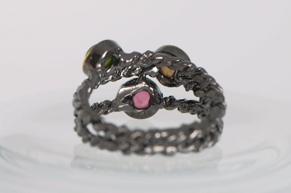 925 ασήμι μαύρο ροδιωμένο - Τουρμαλίνης - Δαχτυλίδι #4.3