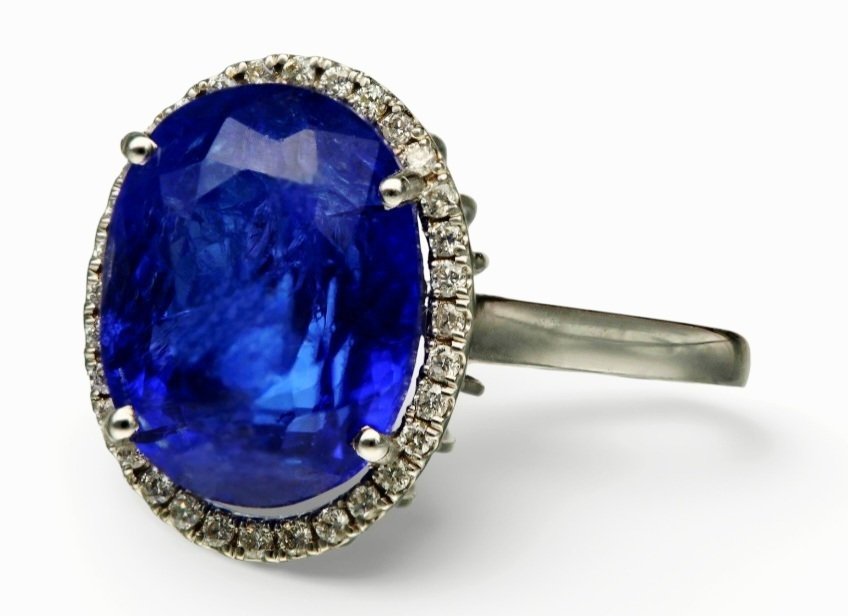 χωρίς τιμή ασφαλείας - Δαχτυλίδι - 14 καράτια Λευκός χρυσός - 5.72ct. tw. Τανζανίτης - Διαμάντι #2.1