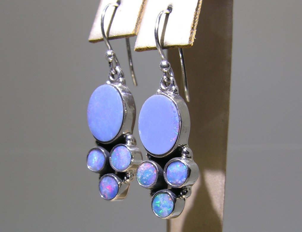 Opal Earrings - Height: 36 mm - Width: 10 mm- 5.12 g - (2) #4.3