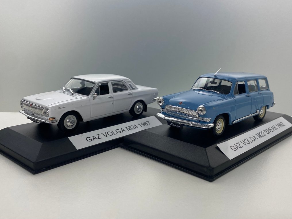 DeAgostini 1:43 - Modelbil  (2) - Gaz Volga M24 1967 + Gaz Volga M22 Break 1962 - Begrænsede udgaver og udsolgt. #3.2