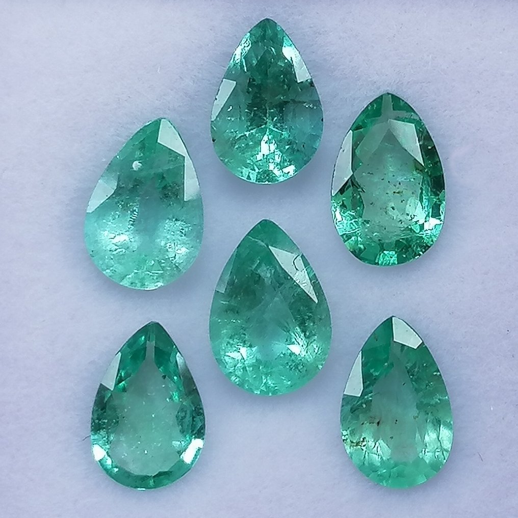 6 pcs  绿色 祖母绿  - 2.09 ct - 西班牙宝石学院（IGE） - 油品次级 #2.1