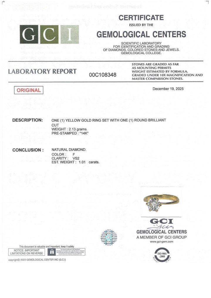 χωρίς τιμή ασφαλείας - Δαχτυλίδι αρραβώνων - 14 καράτια Κίτρινο χρυσό -  1.01ct. tw. Διαμάντι (Φυσικό) #3.2