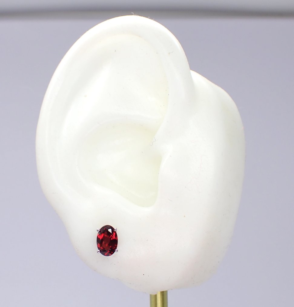 χωρίς τιμή ασφαλείας - Σκουλαρίκια - 18 καράτια Λευκός χρυσός -  1.15ct. tw. Γρανάτης - Χωρίς ελάχιστη τιμή #3.2