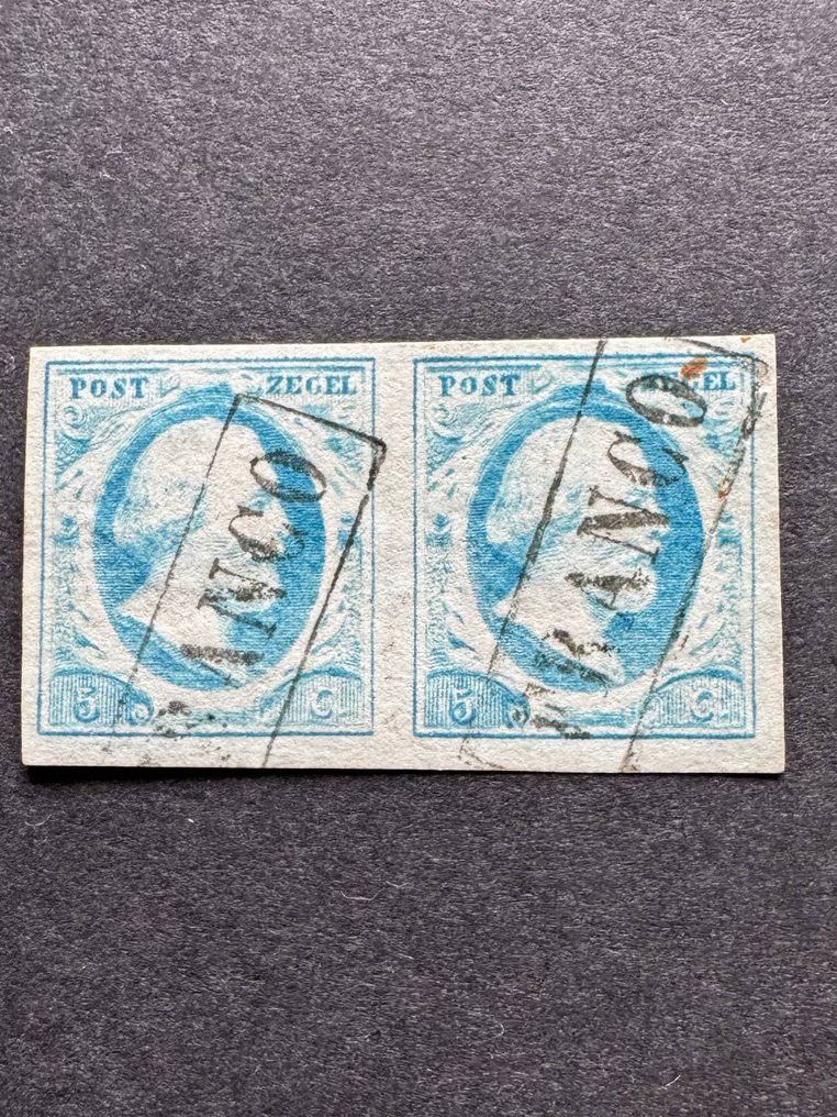 荷蘭 1852 - 威廉三世国王在各方 - NVPH 1i en 2p #2.1