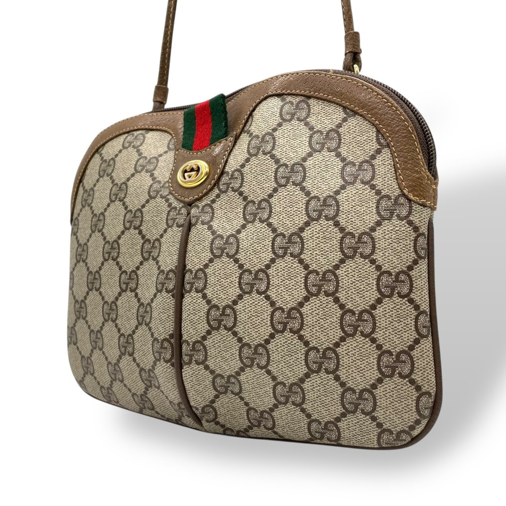 Gucci - GG Supreme Shoulder Bag with Web Stripe - Τσάντα ώμου #1.0