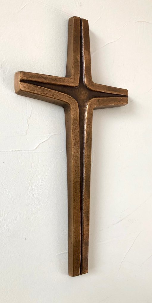 Μοντέρνα Σταυρός - Πατιναρισμένος μπρούτζος - 1960-1970 - Moderniste - 35 εκ.  #2.1