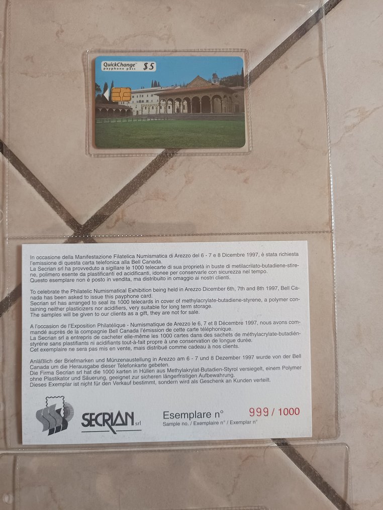 Telefonkortssamling - Certifierade och numrerade telefonregister - secrian.srl #2.1