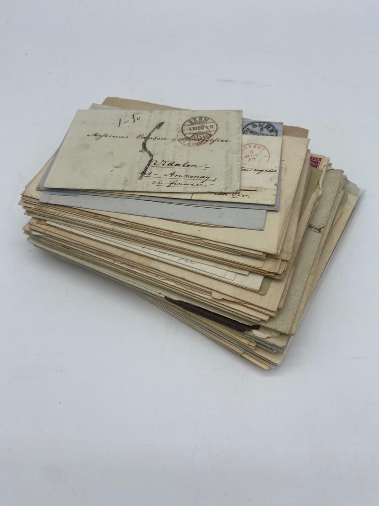 瑞士 1857/1939 - 103份邮票文件（前导信、广告信、军事审查、挂号信， #1.0