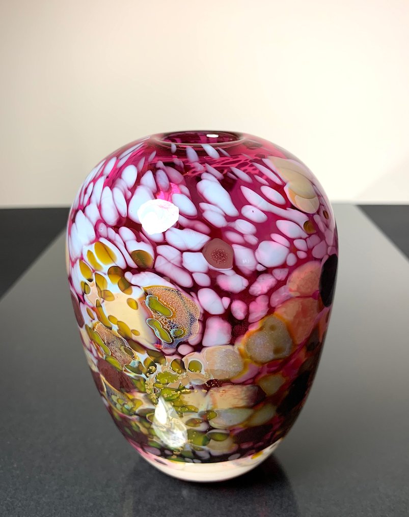 Maxence Parot - 花瓶 -  独特颜色的欧泊色和金色花瓶  - 玻璃 #4.3