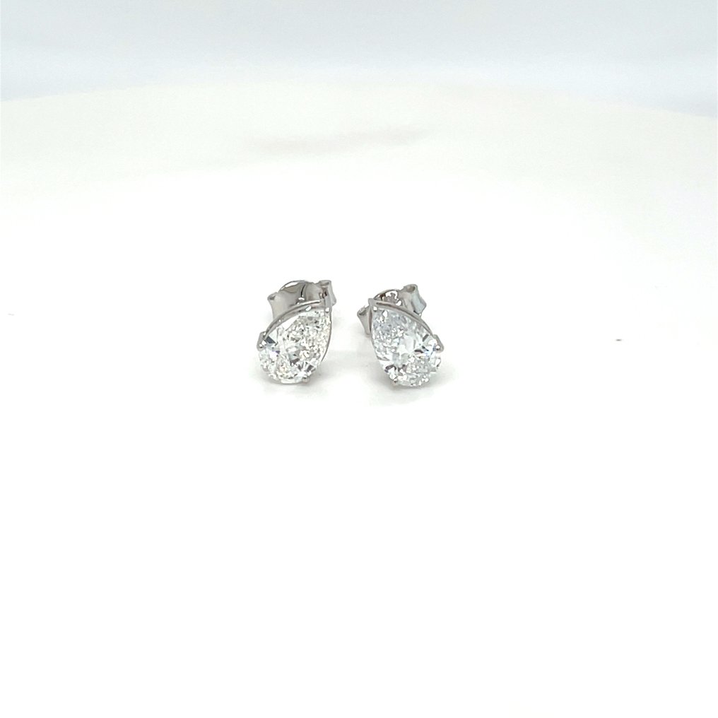 沒有保留價 - 耳環 - 14 克拉 白金 -  1.12ct. tw. 鉆石 (實驗室培育) #1.0