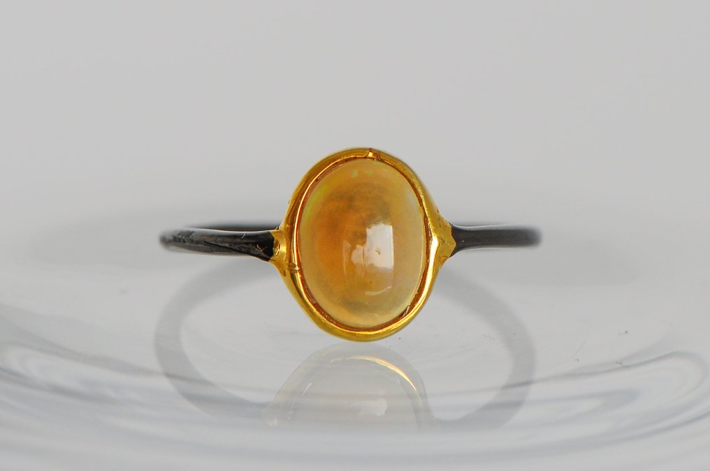 925 silver black rhodium-plated - opal - Ring #2.1