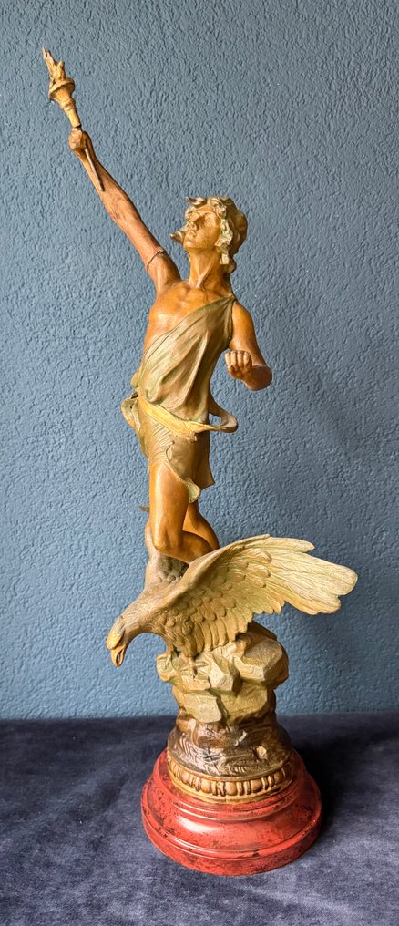 雕塑, Art Nouveau statue - "Victorie” - 68 cm - 锌合金 #3.2