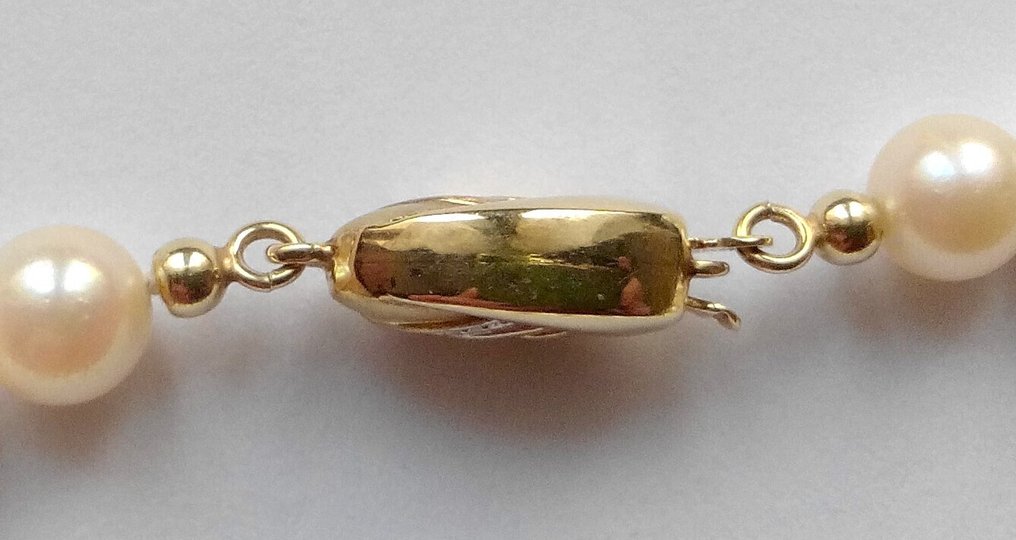 Sans prix de réserve - Collier Or jaune 14 kt - Perles d'Akoya - Diamants naturels #3.2