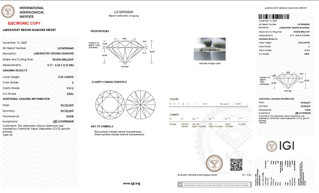 沒有保留價 - 戒指 - 18 克拉 白金 - 3.02ct. tw. 鉆石 (實驗室培育) - E VVS2 IGI 认证 #1.0