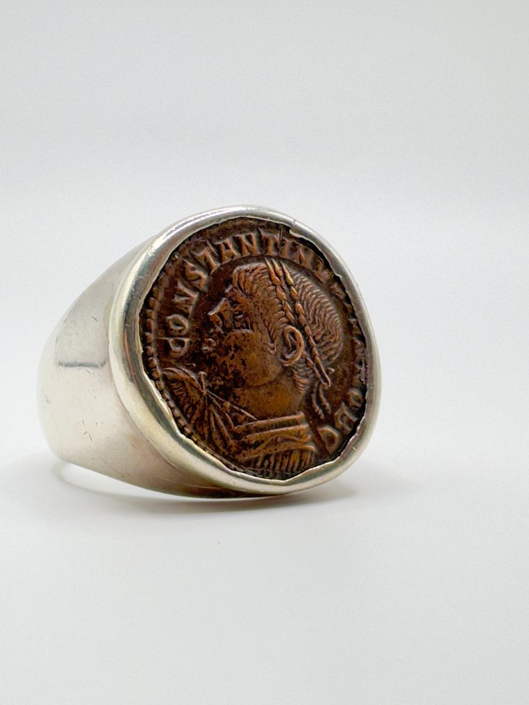 Senza prezzo di riserva - Anello con sigillo Argento - Moneta montata come chevalière #1.0