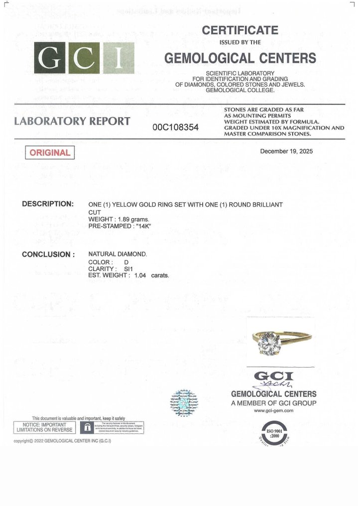 χωρίς τιμή ασφαλείας - Δαχτυλίδι αρραβώνων - 14 καράτια Κίτρινο χρυσό -  1.04ct. tw. Διαμάντι (Φυσικό) #3.2
