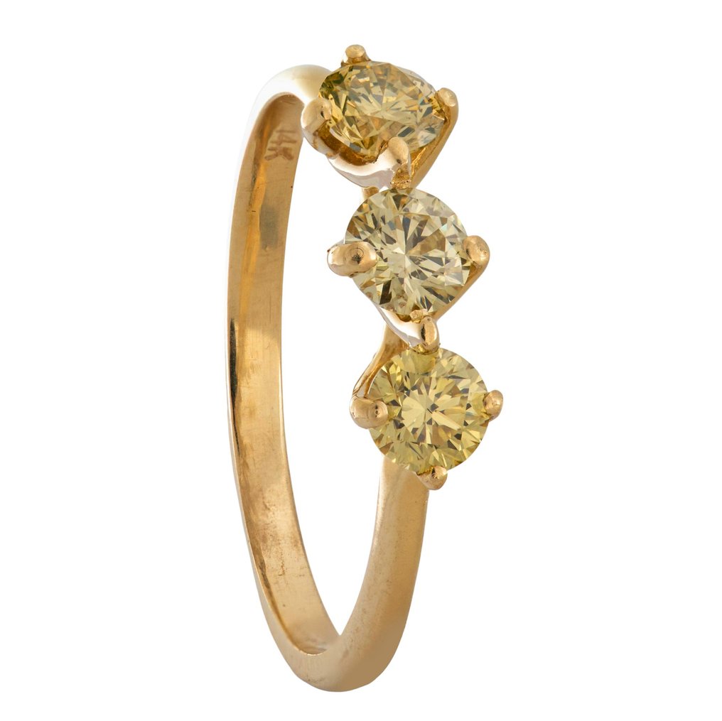 沒有保留價 - 戒指 - 14 克拉 黃金 -  0.55ct. tw. 黃色 鉆石 (天然彩色) #1.0