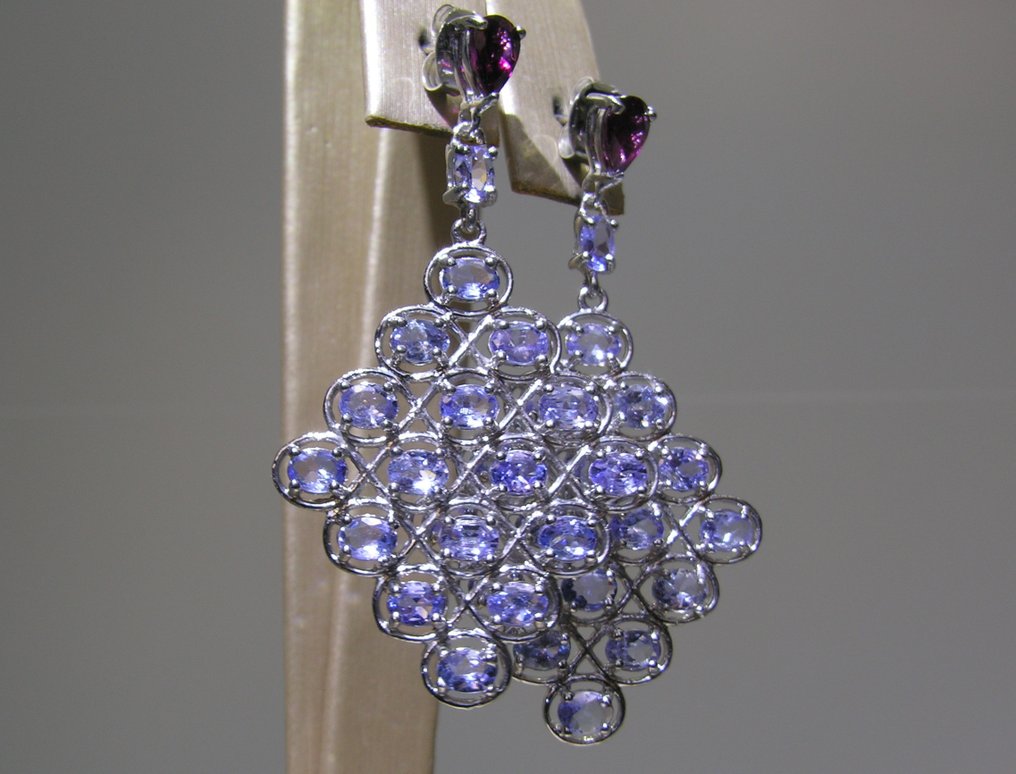 Tanzanit Kolczyki - Wysokość: 47 mm - Szerokość: 26 mm- 7.9 g - (2) #1.0