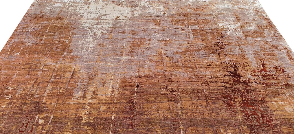 Χειροποίητο διακοσμητικό χαλί σχεδιαστή από μαλλί και μετάξι – Πολύ λεπτό – Νέο - Χαλί - 428 cm - 303 cm #4.3