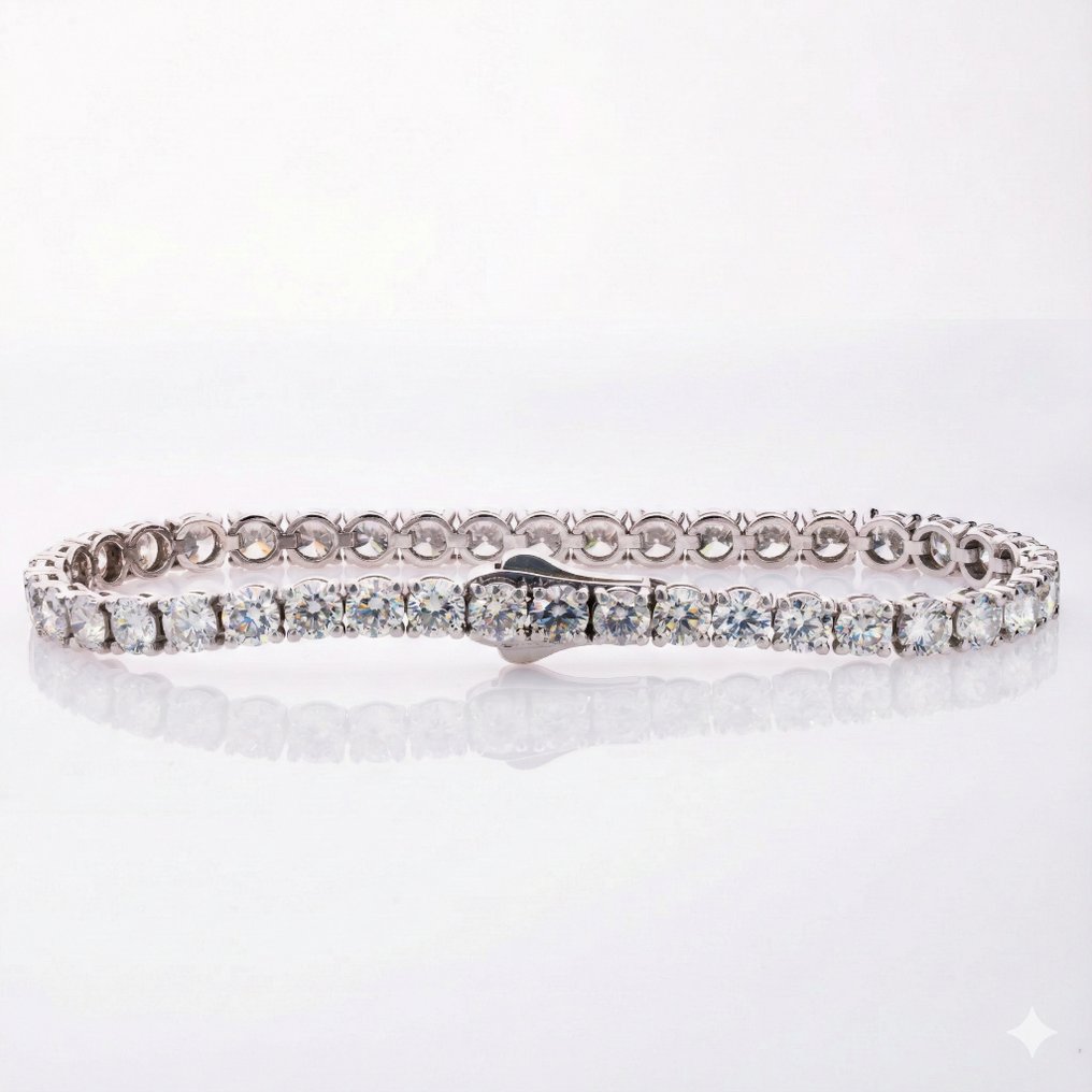 χωρίς τιμή ασφαλείας - Βραχιόλι τένις - 14 καράτια Λευκός χρυσός -  12.78ct. tw. Διαμάντι (Φυσικό) - D-J ΧΡΩΜΑ VS2-I1 #4.3