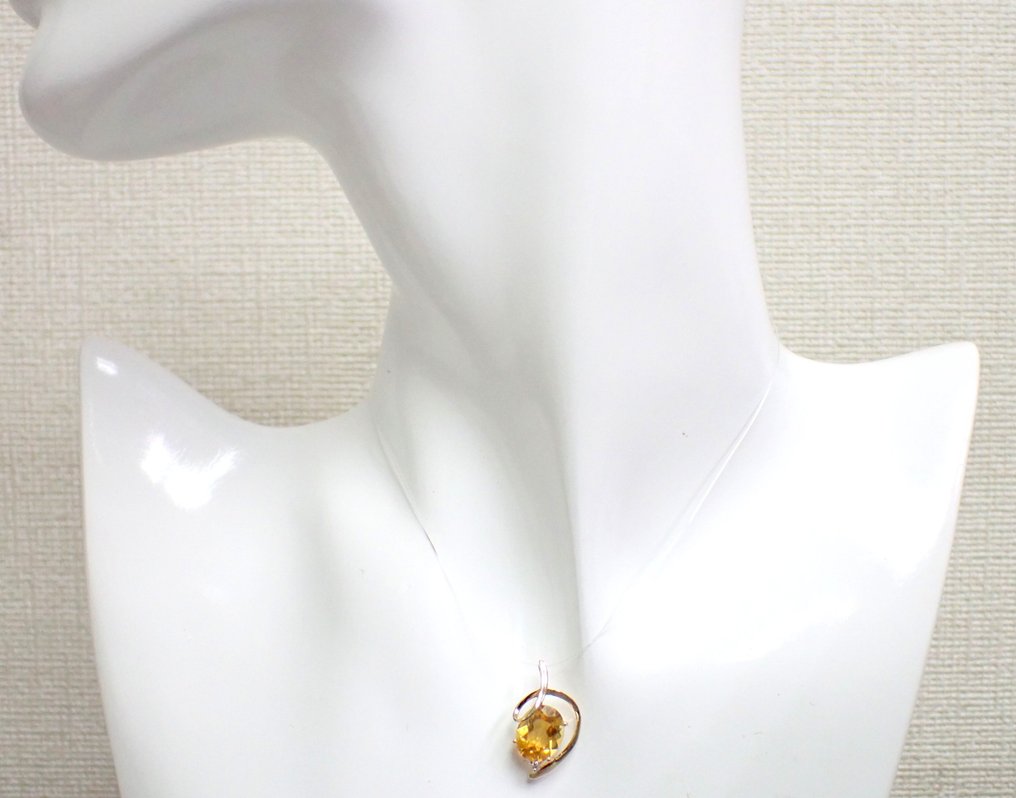 没有保留价 - 吊坠 - 14K包金 黄金 - 2.42ct. tw. 黄水晶 - 钻石 - 无底价 #4.3