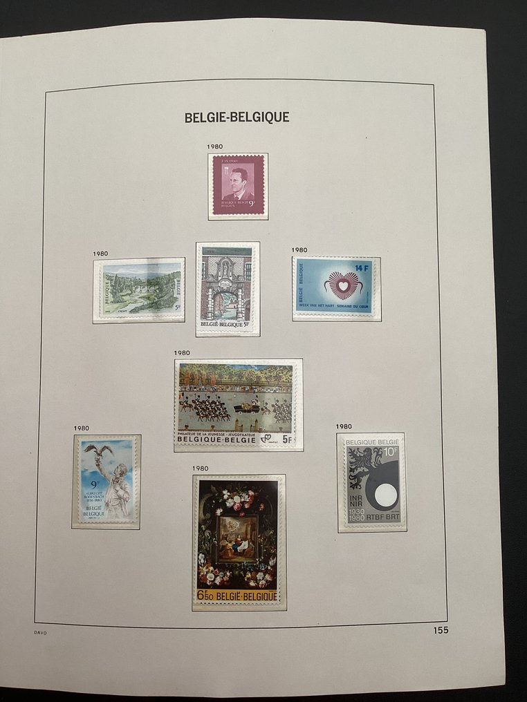 比利时  - 1980年至1997年的邮票集——18年期间的邮票，包括块状和册子，收集于DAVO相册中。 #3.2