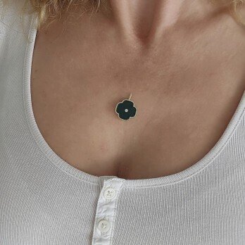 χωρίς τιμή ασφαλείας - Μενταγιόν φωτογραφοθήκη - 18 καράτια Κίτρινο χρυσό, Enamel -  0.06ct. tw. Διαμάντι (Φυσικό)  #1.0