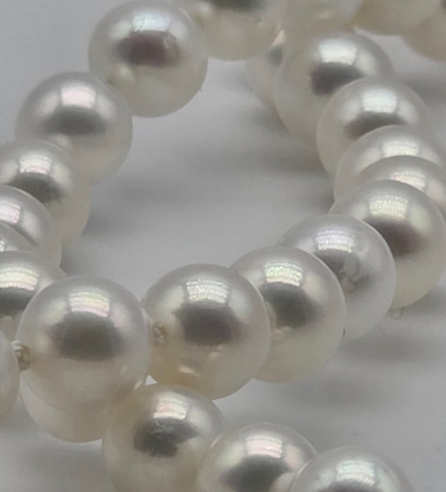 沒有保留價 - 頸鏈 - 18 克拉 黃金 珍珠 - 6 至 6.3 毫米的Akoya珍珠 #2.1