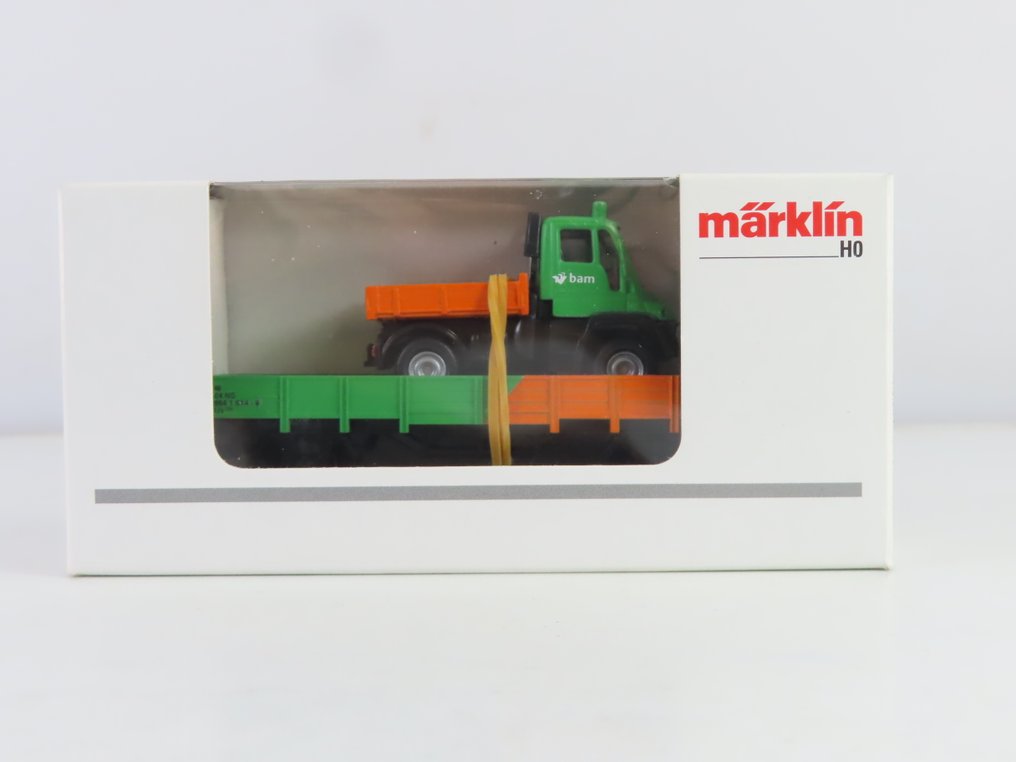 Märklin H0 - 00758-14 - Modellbahn-Güterwagen (1) - BAM Lage Bordwagen mit Ladung - NS #4.3