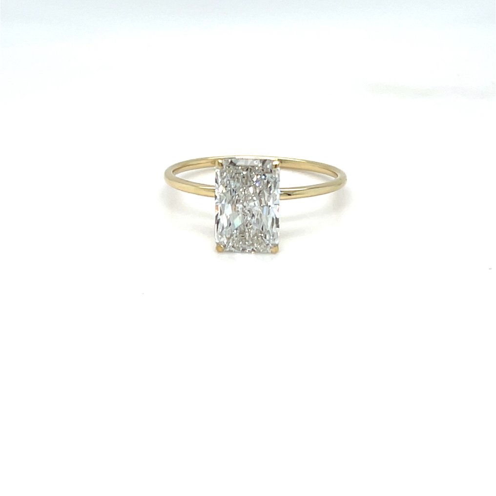 Ring - 14 karat Gull -  3.03ct. tw. Diamant (Lab-dyrket) #1.0