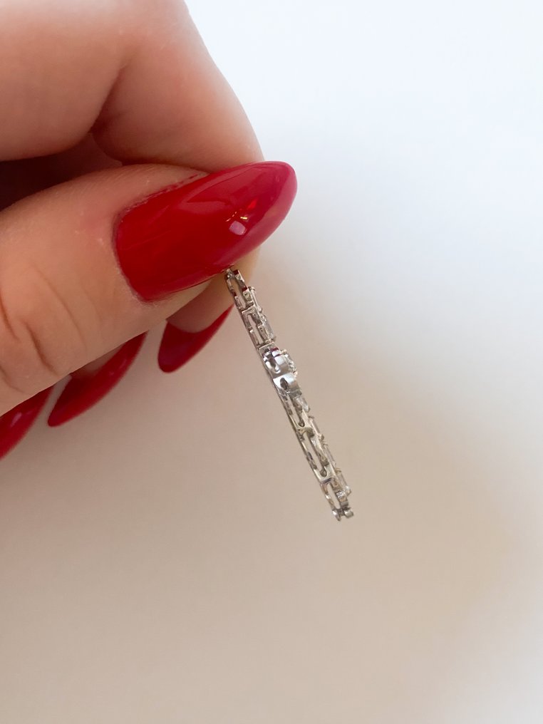 Cross pendant - 18 kt. White gold Diamond (Natural) - Diamond #3.2