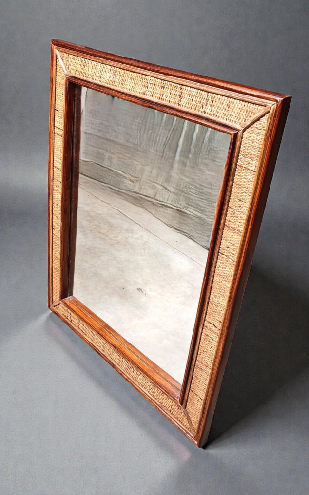 镜子  - 木, 藤, Midollino - 意大利60/70年代 #1.0