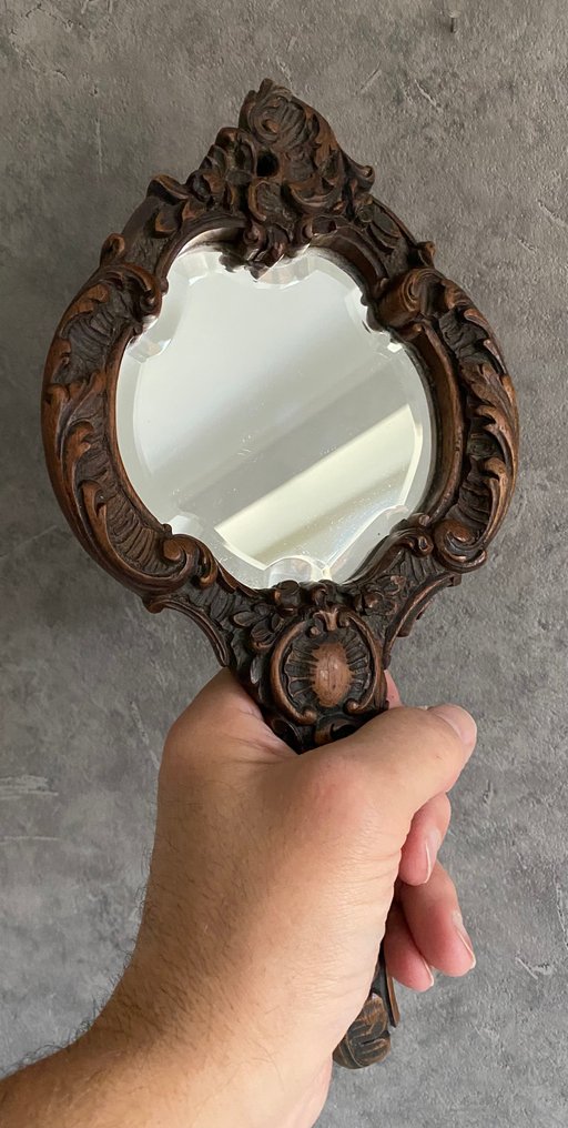 Speil - Valnøtt - Miroir Face à Main #1.0