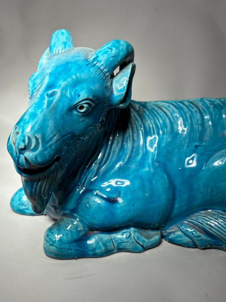 一只山羊的雕像 - 绿松石色（无底价出售） - 瓷器 - 中國 - 清嘉慶（1796-1820） #3.2