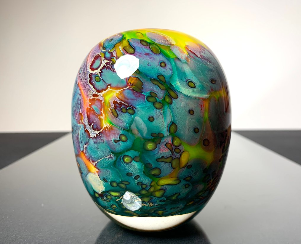 Maxence Parot - 花瓶 -  独特颜色的欧泊色和金色花瓶  - 玻璃 #4.3