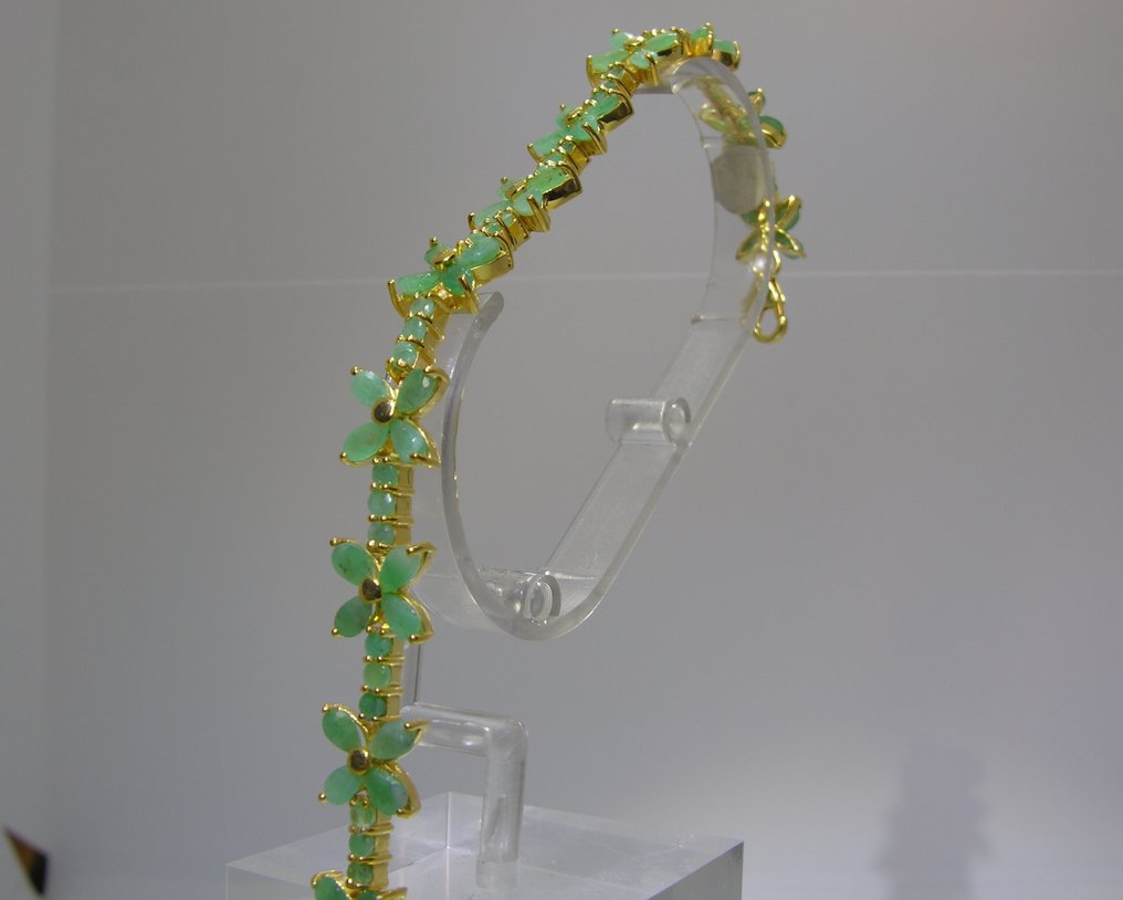 Σμαράγδι βραχιόλι - Ύψος: 20 cm - Πλάτος: 9.5 mm- 16.83 g - (1) #1.0