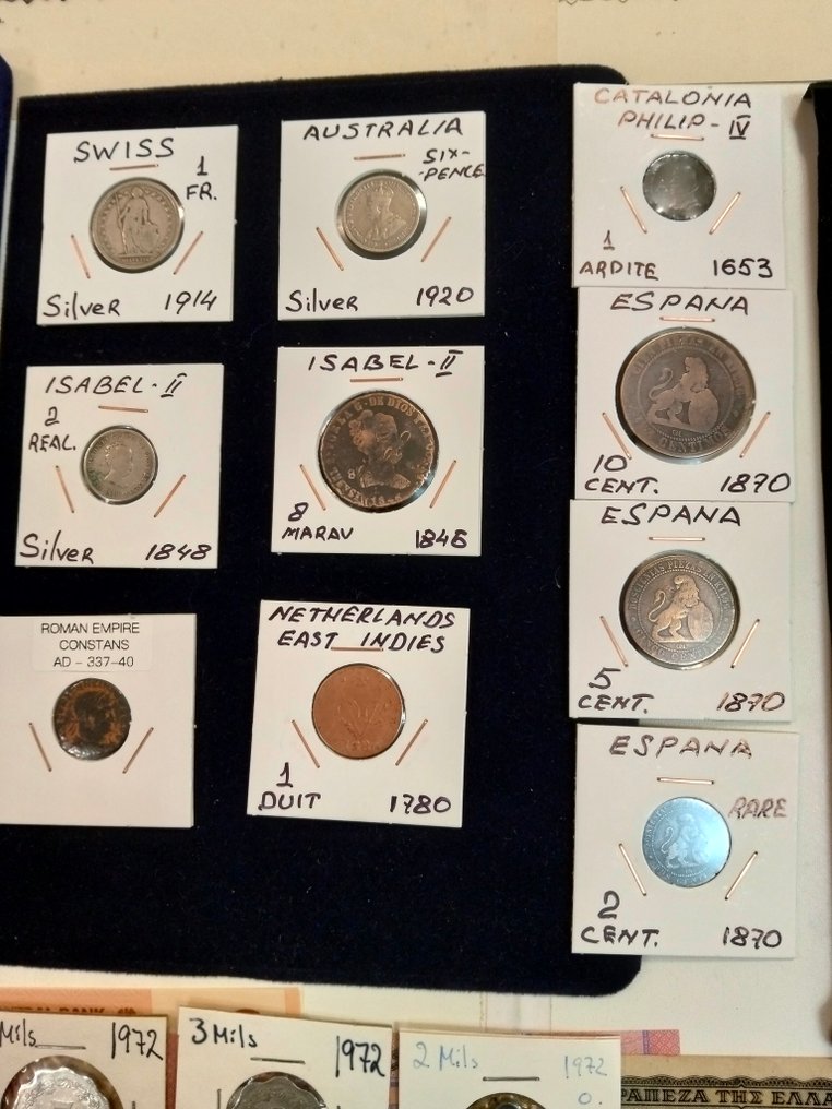 Messico, Francia, Spagna. World collection coins lot with silver and banknotes  110 coins in total 350 - 1960s  (Senza prezzo di riserva) #4.3