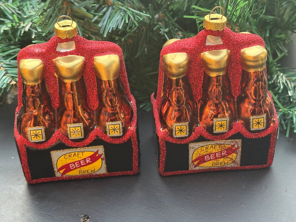 Engelse maker: 2x 6 pack bier als kerstornament, glas - Julekuler (2) - Glass #4.3