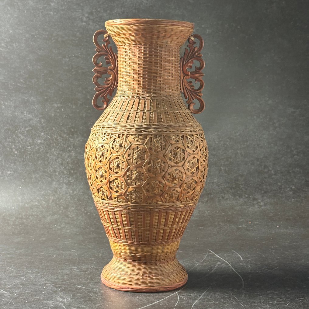 Βάζο - Μπαμπού - Ιαπωνία - Βάζο Ikebana με περίπλοκη πλεκτή εργασία. #4.3