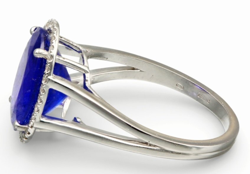 沒有保留價 - 戒指 - 14 克拉 白金 -  4.62ct. tw. 坦桑石 - 鉆石 #3.2