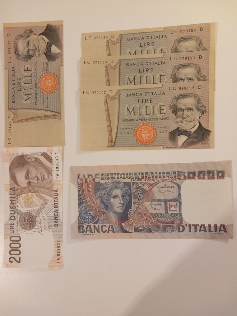 義大利. - 5 banconote Lire - anni vari  (沒有保留價) #1.0