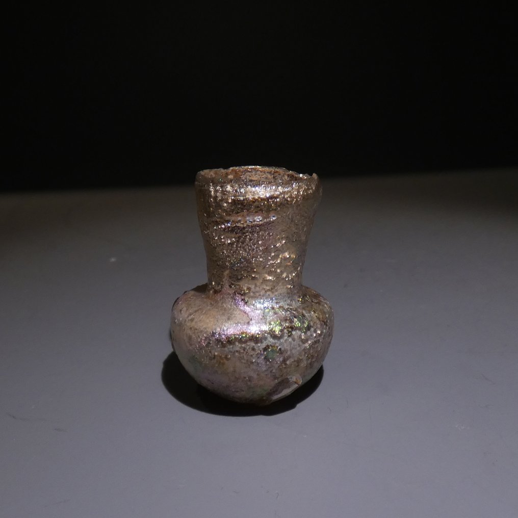 古羅馬 玻璃 弗拉斯克。3.5厘米 高。公元1世纪至2世纪 #1.0