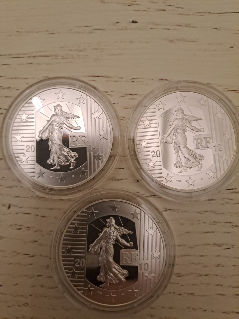 Frankrig. 10 Euro 2010/2014 (3 monnaies) Proof  (Ingen mindstepris) #1.0