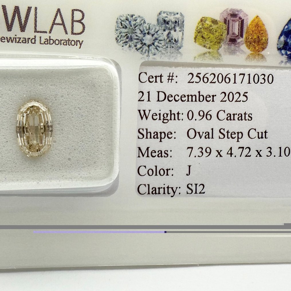 χωρίς τιμή ασφαλείας - 1 pcs Διαμάντι  (Φυσικό)  - 0.96 ct - Οβάλ - J - SI2 - Gemewizard Gemological Laboratory (GWLab) #4.3