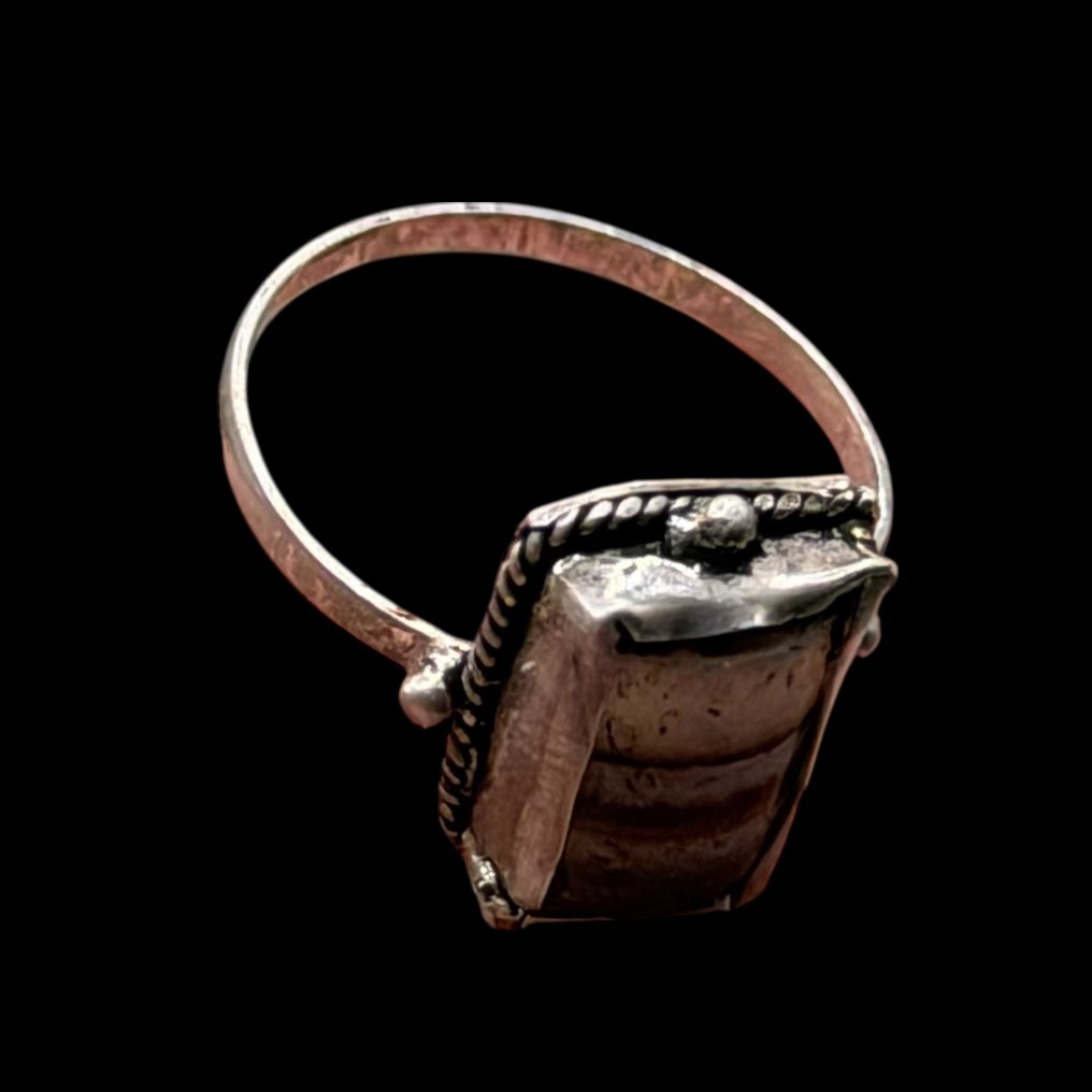 Moderner Silbersring mit altem Bactrain-Perlen-Set. Silber Ring  (Ohne mindestpreis) #4.3