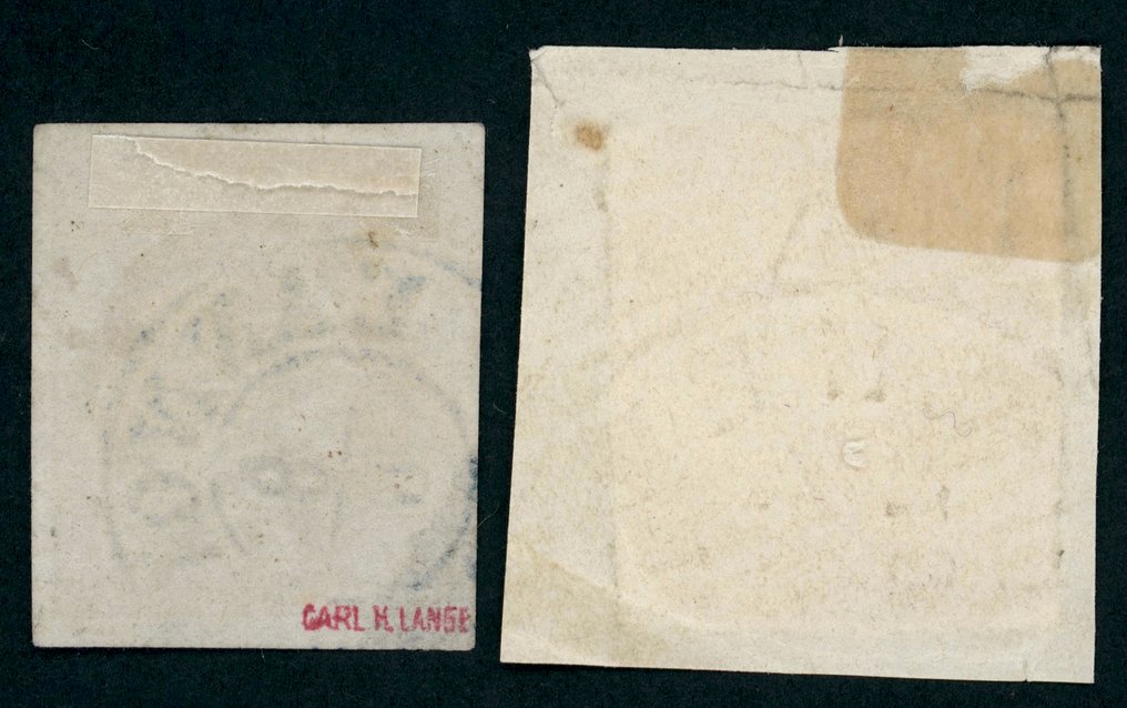 汉诺威 1859 - 2个Kabinett品牌——3克橙色和3克深橙色，贴在信件片上。 - Mi.Nr. 16a und 16b #1.0